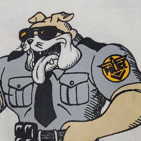 Vintage 90s Funny Police Dog Shirt 2XL 25x27 White Rez-Dogs USA - Picture 9 of 14